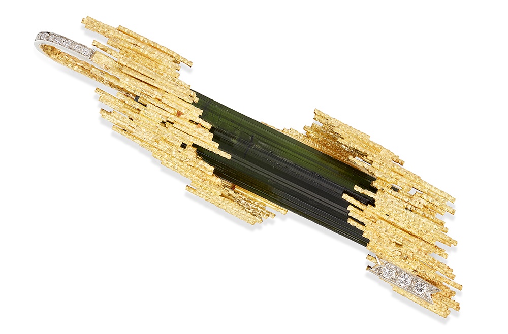 A TOURMALINE BROOCH, BY ANDREW GRIMA, 1970